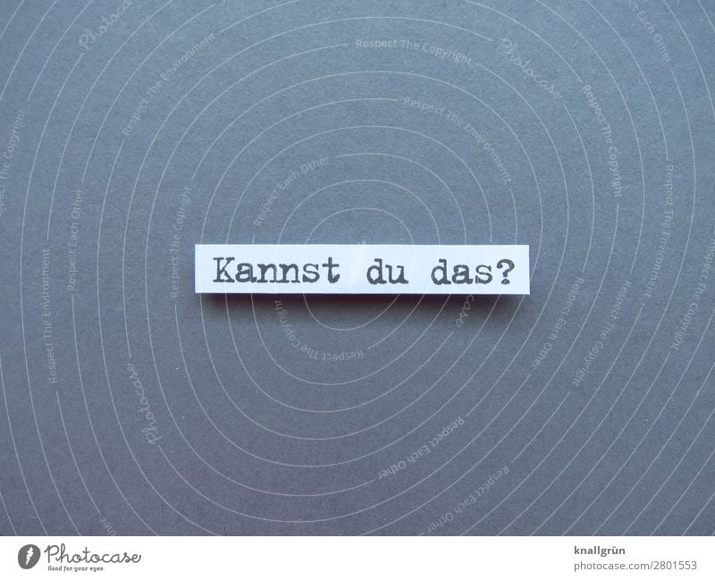 Kannst du das? Fragen Neugier Interesse Erwartung skeptisch Fragezeichen Schriftzeichen Farbfoto Kommunizieren Menschenleer Freisteller Studioaufnahme