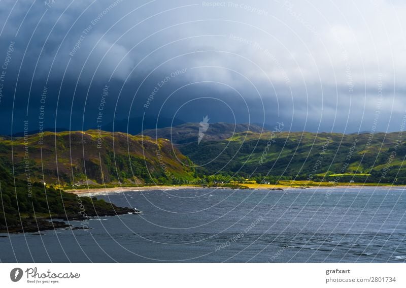 Küste mit weißem Sandstrand auf der Isle of Skye in Schottland atlantik hintergrund schön gebäude ruhe kanal klippen wolken wolkig küste küstenlandschaft