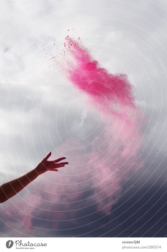 Holi Shit II Kunst Kunstwerk ästhetisch Pulver rosa Himmel (Jenseits) Komplementärfarbe Kontrast werfen Hand Freude Kreativität färben Idee Musikfestival