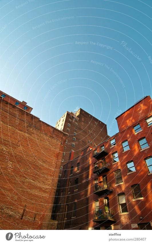 Rot-blaue Stunde Himmel Wolkenloser Himmel Sonnenlicht Sommer Herbst Schönes Wetter St. Louis USA Stadt Haus Mauer Wand Fassade Backstein Farbfoto Außenaufnahme