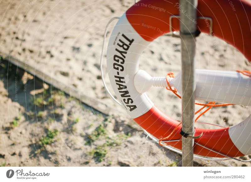 am strand Lifestyle Freude Glück sportlich Ferien & Urlaub & Reisen Tourismus Ausflug Kreuzfahrt Sommer Strand Meer Rettung trygg hansa Rettungsring