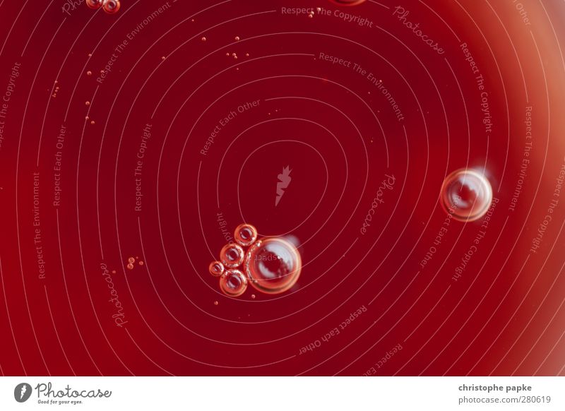 Blood in - blood out Gesundheit rot Blut Blutplättchen Luftblase ölig Schorle Flüssigkeit Sauerstoff Getränk Nahaufnahme Experiment abstrakt Muster