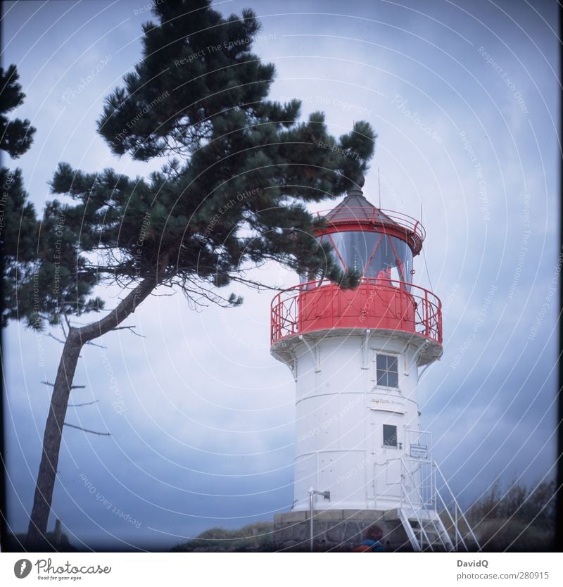 Süden Umwelt Natur Landschaft Himmel Wolken Wetter schlechtes Wetter Küste Ostsee Leuchtturm Bauwerk Gebäude Sehenswürdigkeit Wahrzeichen Schifffahrt Idylle