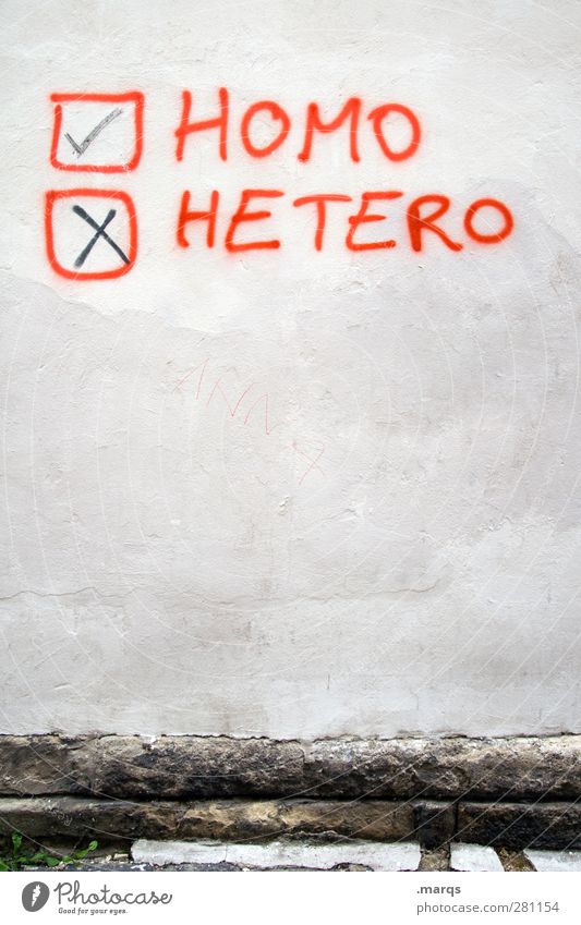 Oder beides Lifestyle Mauer Wand Beton Schriftzeichen außergewöhnlich frei einzigartig Sexualität Heterosexualität Homosexualität Auswahl Entscheidung Graffiti