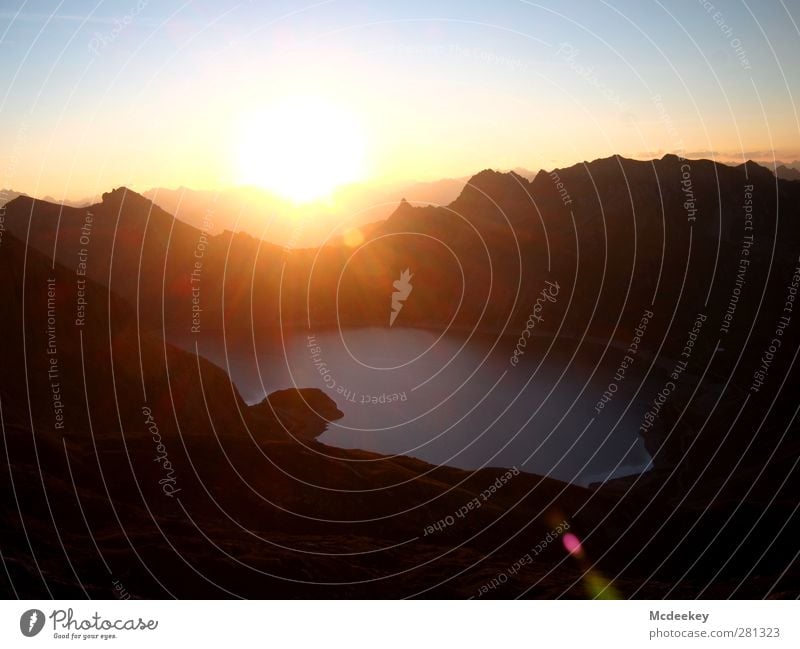 Good morning Austria Umwelt Natur Landschaft Himmel Wolkenloser Himmel Horizont Sonne Sonnenaufgang Sonnenuntergang Sonnenlicht Sommer Schönes Wetter Felsen