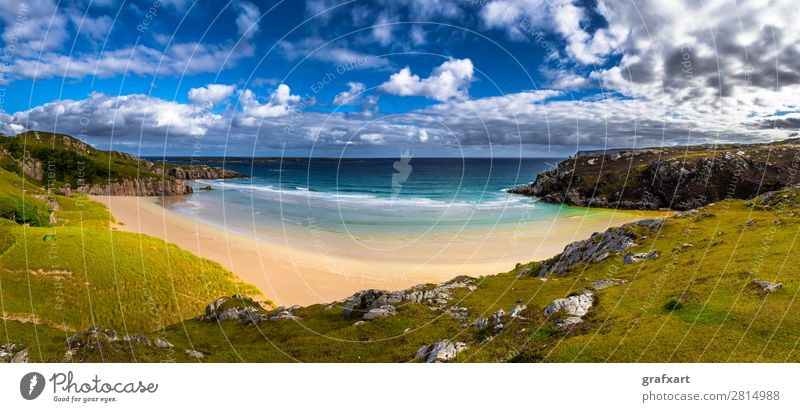 Sandstrand Ceannabeinne Beach am Atlantik in Schottland Abenteuer Bucht Camping ceannabeinne beach Einsamkeit Erholung Großbritannien Klippe Küste Lagune