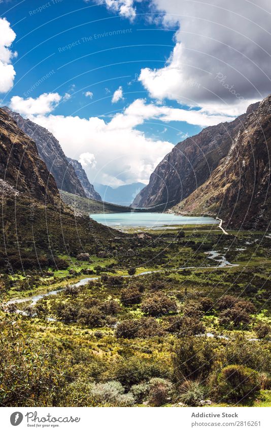 Schöner Talbaum in Huaraz, Peru, Südamerika Abenteuer Anden Hintergrundbild schön blanca blau Wolken Kordilleren Ausflugsziel grün wandern huaraz huascaran See