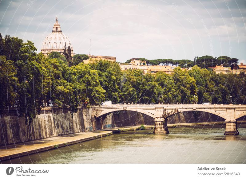 Der Tiber in Rom und die St. Peter Basilika, Italien Fluss Italienisch Aussicht historisch M alt Vatikan angelo Architektur peter Skyline Schloss Wahrzeichen