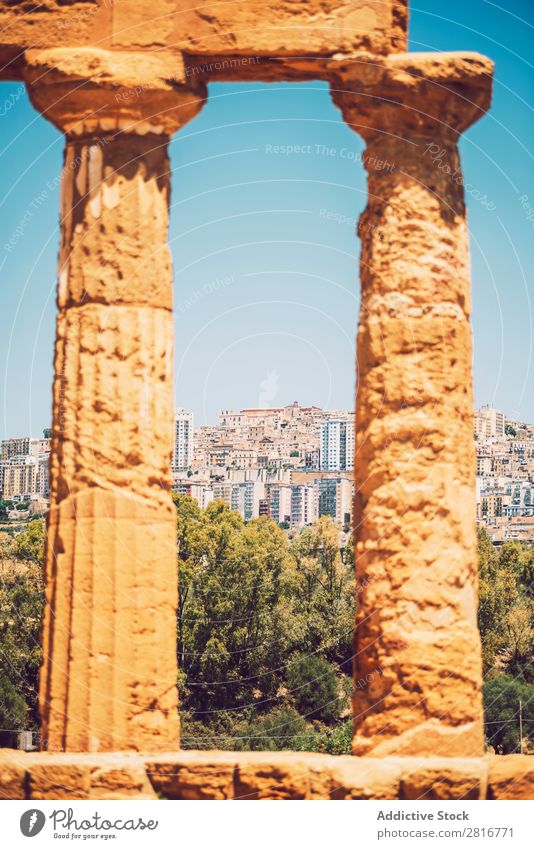 Blick auf das Tal der Tempel in Agrigento, Sizilien, Italien Griechen hellenistisch Stein Ferien & Urlaub & Reisen Sizilianer Wahrzeichen Säule dorisch