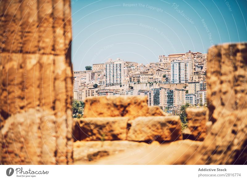 Blick auf das Tal der Tempel in Agrigento, Sizilien, Italien Griechen hellenistisch Stein Ferien & Urlaub & Reisen Sizilianer Wahrzeichen Säule dorisch