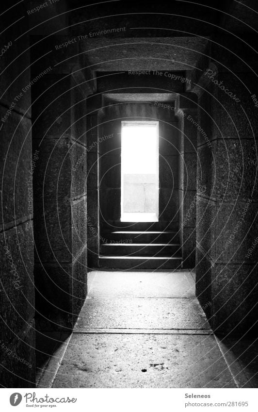 Licht Bauwerk Gebäude Architektur Mauer Wand Treppe Denkmal Stein Beton bedrohlich dunkel gruselig kalt Gefühle Einsamkeit Schwarzweißfoto Außenaufnahme