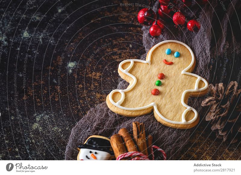 Weihnachtsgebäck auf Holztisch Weihnachten & Advent Plätzchen Biskuit Lebensmittel Dekoration & Verzierung Hintergrundbild Stubenschmuck gebastelt Feinschmecker