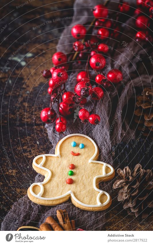 Weihnachtsgebäck auf Holztisch Weihnachten & Advent Plätzchen Biskuit Lebensmittel Dekoration & Verzierung Hintergrundbild Stubenschmuck gebastelt Feinschmecker