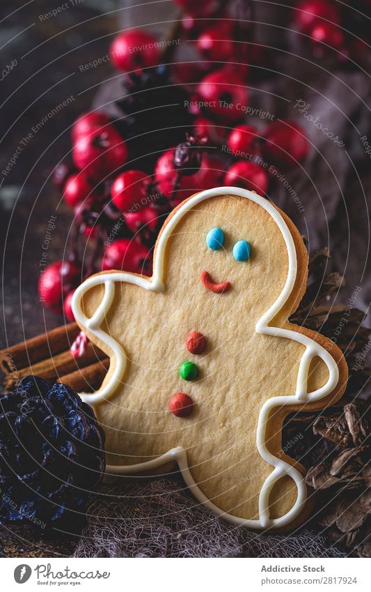 Weihnachtsgebäck auf Holztisch Weihnachten & Advent Plätzchen Biskuit Lebensmittel Dekoration & Verzierung Hintergrundbild Stubenschmuck gebastelt Feinschmecker