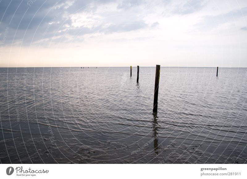 Wattenmeer bei typischem Nordsee Wetter - Grau in Grau - Ebbe ruhig Kur Angeln Ferien & Urlaub & Reisen Schwimmen & Baden wandern Menschengruppe Umwelt Natur