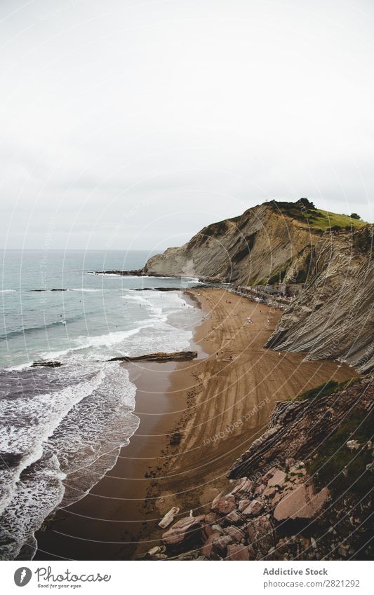 Malerischer Blick auf die Küste Klippe Aussicht Fluggerät Meer Landschaft Natur Wasser Felsen Ferien & Urlaub & Reisen Strand Meereslandschaft schön Stein