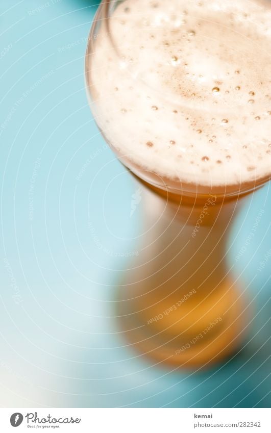 888 Luftblasen Getränk Erfrischungsgetränk Alkohol Bier Weizenbier Glas Bierglas Weizenglas Biertulpe Gesundheit groß lecker blau gold voll Farbfoto