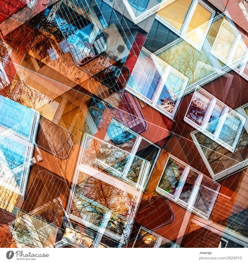 Windows 2019 Lifestyle Stil Design Fassade Fenster Linie außergewöhnlich Coolness trendy einzigartig modern chaotisch Farbe Perspektive Irritation