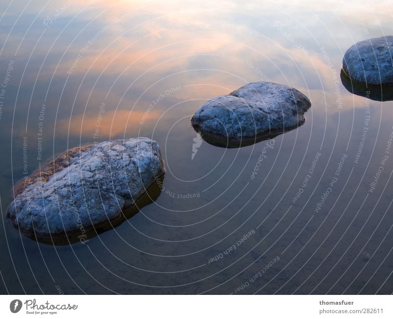 ZEN Stein Wasser blau gold orange Stimmung Gelassenheit geduldig ruhig Weisheit Zufriedenheit Idylle Zen Reflexion & Spiegelung Himmel Wasseroberfläche Wolken