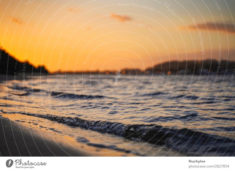 schöner Blick auf Meer und Strand bei Sonnenuntergang des Seeneingangs Erholung Ferien & Urlaub & Reisen Tourismus Sommer Umwelt Natur Landschaft Sand Himmel