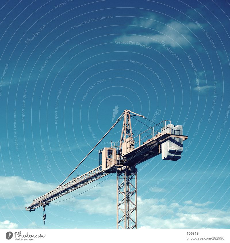 Baustudien Baumaschine bauen Kran Baustelle Himmel Arbeit & Erwerbstätigkeit Hochkonjunktur fertig Farbfoto Außenaufnahme Menschenleer