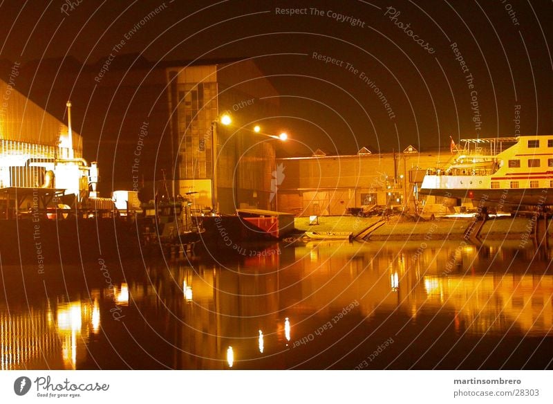 Winterhafen Langzeitbelichtung Nacht Wasserfahrzeug Licht Architektur Hafen Docs Industieromantik