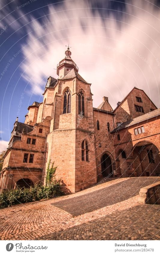 Marburger Schloss Ferien & Urlaub & Reisen Tourismus Sightseeing Himmel Wolken Frühling Sommer Herbst Schönes Wetter Altstadt Palast Burg oder Schloss Turm