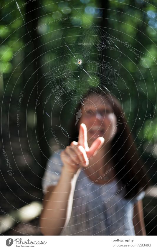 IHHHH EINE SPINNEEEEE!!! Mensch feminin Junge Frau Jugendliche Erwachsene Leben Finger 1 18-30 Jahre Natur Landschaft Schönes Wetter Wald Wildtier Tier Ekel