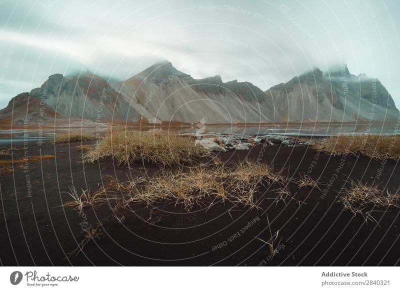 Vestrahorn, Stokksness, Island Landschaft Natur Berge u. Gebirge Küste Sand Meer isländisch Ferien & Urlaub & Reisen Aussicht schön vulkanisch Außenaufnahme