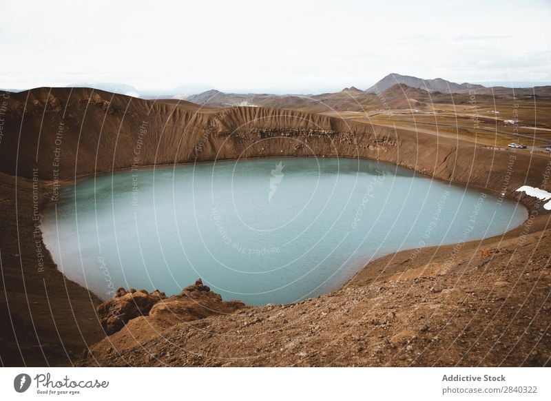 Vulkan Viti Gegend blau Caldera Vulkankrater tief Berühmte Bauten Geologie Geothermik Ferien & Urlaub & Reisen heiß Island isländisch Krafla See Wahrzeichen