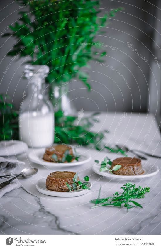 Schokoladengebäck auf Tellern Backwaren Dessert Lebensmittel lecker Konfekt süß Kuchen geschmackvoll Feinschmecker Zucker Bäckerei Snack backen Hundefutter