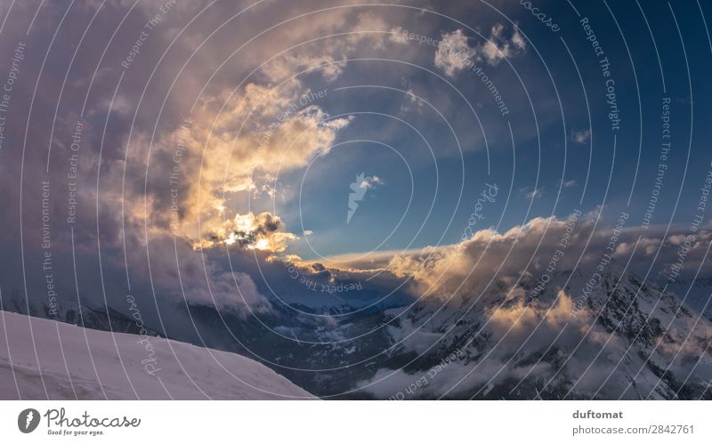 Tunnelblick Winter Schnee Berge u. Gebirge wandern Wintersport Skifahren Snowboard Skipiste Urelemente Himmel Wolken Sonnenaufgang Sonnenuntergang