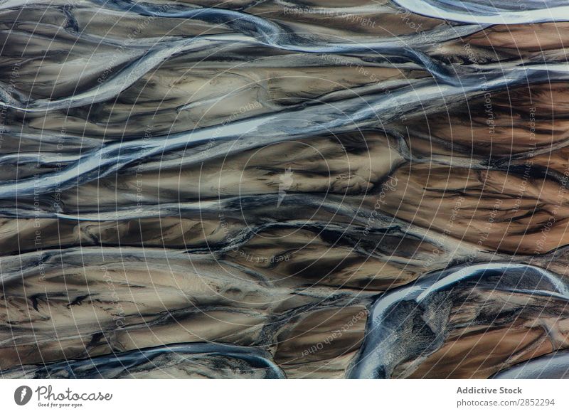 Luftaufnahmen vom Jokulsa River, Myvatn Umgebung, Island Wokulsa Geologie abgelegen Wasser Mývatn Fluggerät Aussicht abstrakt Feld Konsistenz Fotografie