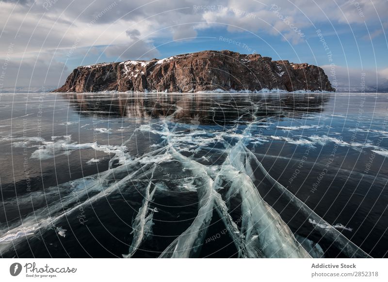 Baikalsee, Sibirien See Eis Winter gefroren Landschaft Russland Arktis blau kalt Himmel Natur Schnee eisig Menschenleer Frost Ferien & Urlaub & Reisen