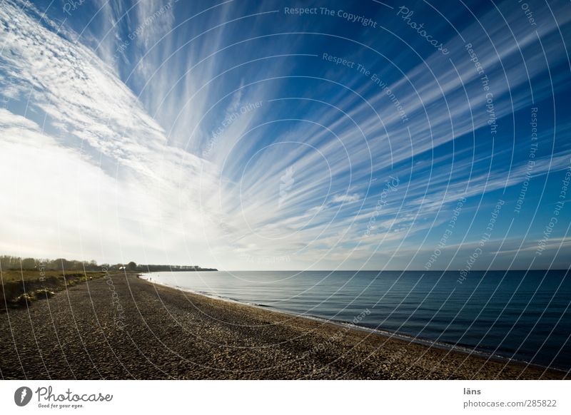 strahlend Umwelt Natur Landschaft Erde Sand Luft Wasser Himmel Wolken Horizont Herbst Klima Wetter Schönes Wetter Wellen Küste Strand Ostsee Meer atmen Erholung