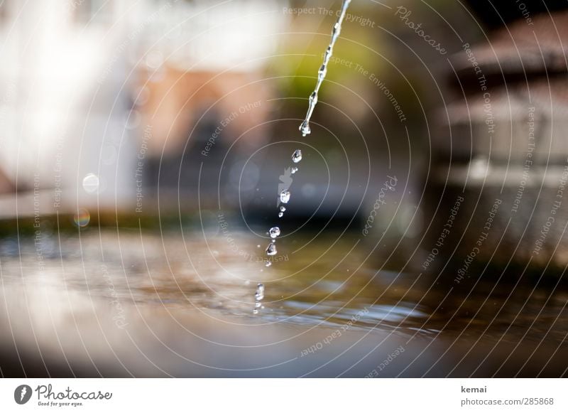 Strahl Wasser Wassertropfen nass Wasserstrahl Brunnen fließen Tropfen Wasseroberfläche Farbfoto Gedeckte Farben Außenaufnahme Nahaufnahme Detailaufnahme