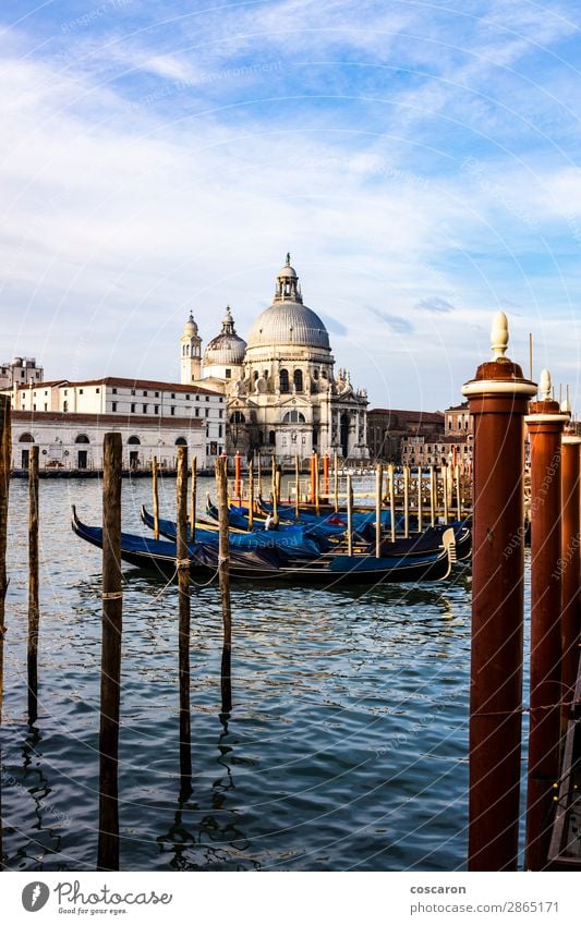 Leere Gondeln, die auf einer Lagune von Venedig, Italien, schwimmen. Ferien & Urlaub & Reisen Tourismus Sommer Sommerurlaub Meer Insel Winter Karneval