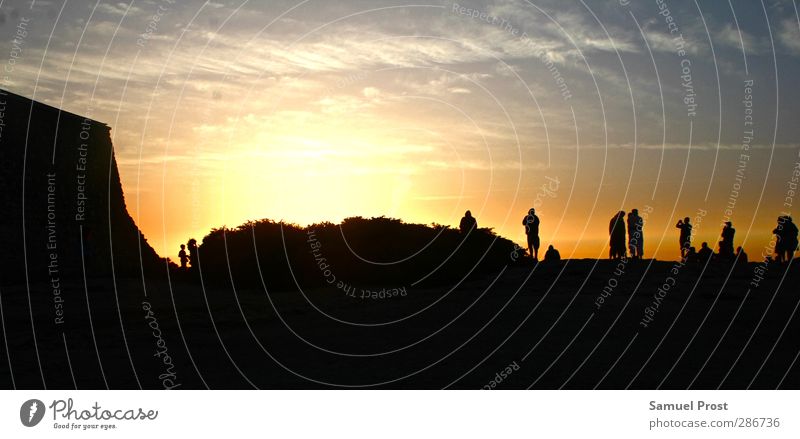 Sonnenuntergang Mensch Umwelt Natur Luft Himmel Sonnenaufgang Sonnenlicht Erholung genießen Farbfoto Außenaufnahme Textfreiraum links Textfreiraum oben