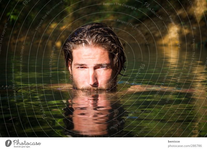 Waterboy Freude Gesicht Ferien & Urlaub & Reisen Abenteuer Freiheit Sport Wassersport Schwimmen & Baden Schwimmbad Mensch maskulin Junger Mann Jugendliche Kopf