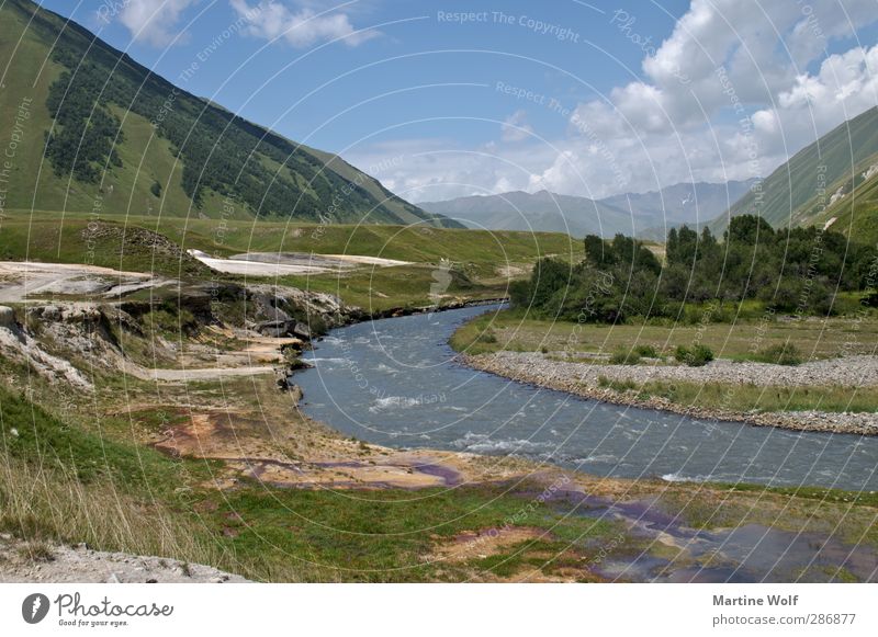 Truso-Tal Ferien & Urlaub & Reisen Ausflug Freiheit Berge u. Gebirge Natur Landschaft Schlucht Truso Gorge Fluss Kalksinterterassen Georgien Asien ruhig