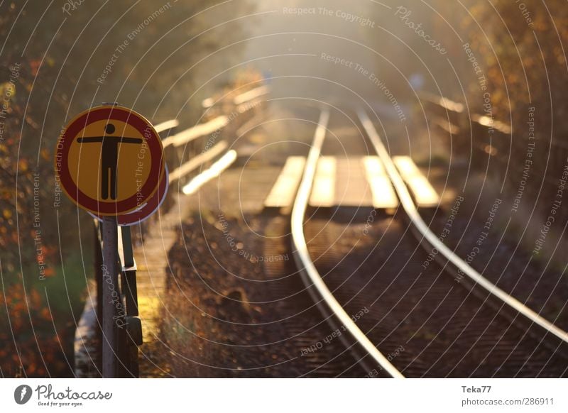 Betreten Verboten - Sonnenbrücke wartet Umwelt Natur Wald Verkehr Verkehrsmittel Verkehrswege Personenverkehr Straßenverkehr Schienenverkehr Bahnfahren Gleise