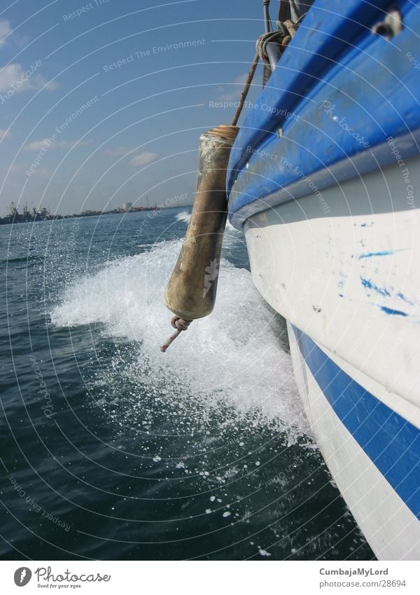 Bugwelle Dhau Wellen Wasserfahrzeug Fender Meer fahren Schifffahrt blau