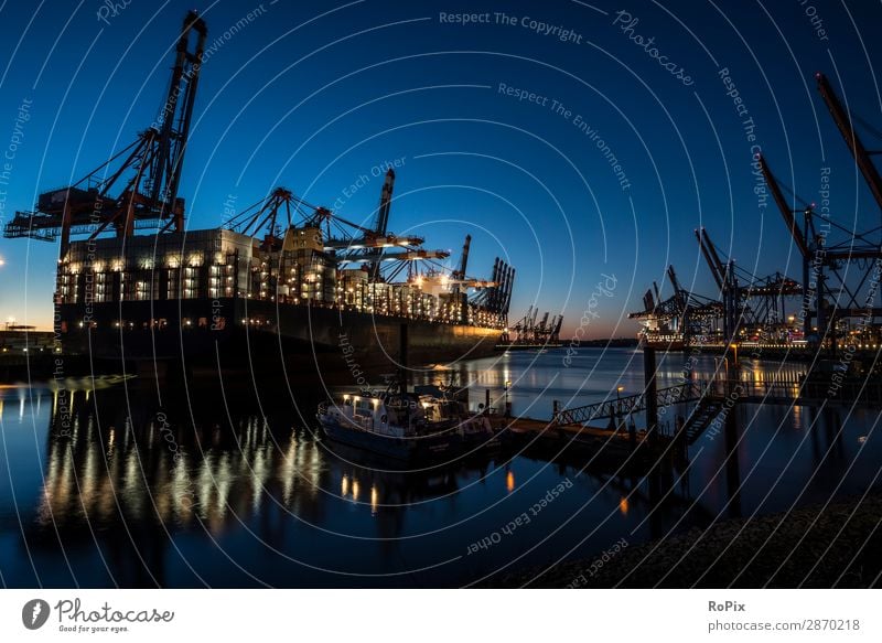 Containerterminal im Hamburger Hafen. Ausflug Abenteuer Ferne Sightseeing Arbeit & Erwerbstätigkeit Wirtschaft Industrie Handel Güterverkehr & Logistik Maschine