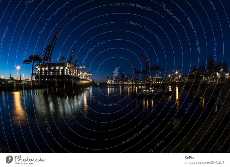 Containerterminals im Hamburger Hafen. Ferien & Urlaub & Reisen Tourismus Wissenschaften Arbeit & Erwerbstätigkeit Handwerker Arbeitsplatz Baustelle Wirtschaft