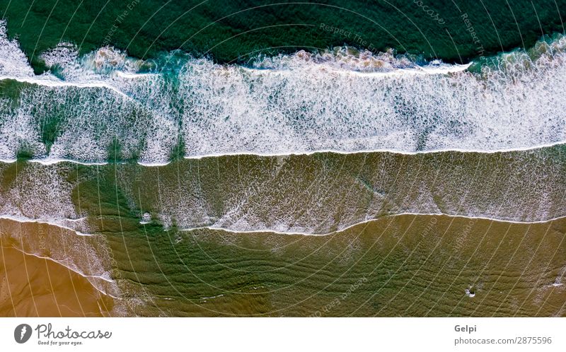 Wunderschöne Luftaufnahme eines Strandes mit Wellen Ferien & Urlaub & Reisen Tourismus Sommer Sonne Meer Tapete Natur Landschaft Sand Küste Fluggerät natürlich