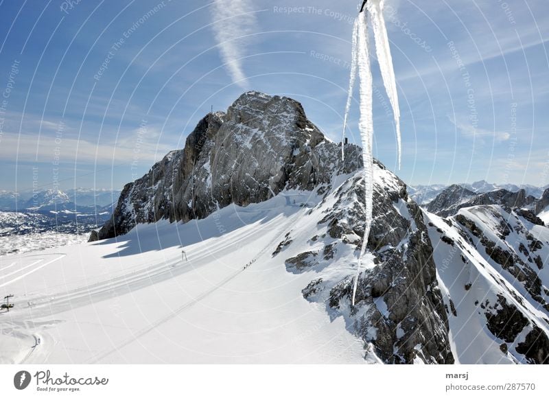 Eis-Berg Ferien & Urlaub & Reisen Tourismus Ferne Freiheit Winter Schnee Berge u. Gebirge Skiferien Gletscher Gletscherskifahren Skifahren Natur Himmel Wolken