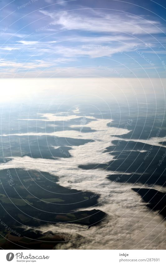 Wolkenfluß über Frankreich Landschaft Luft Himmel Horizont Frühling Sommer Herbst Wetter Schönes Wetter Nebel Feld Wald Hügel Fluss Menschenleer Luftverkehr