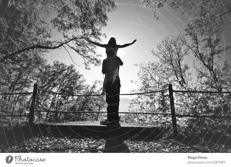 Titanik-Stellung im Wald Freundschaft Paar Partner 2 Mensch Kitsch titanik Liebe Vertrauen Halt Zuneigung Freiheit Baum Geländer Mauer Panorama (Aussicht)