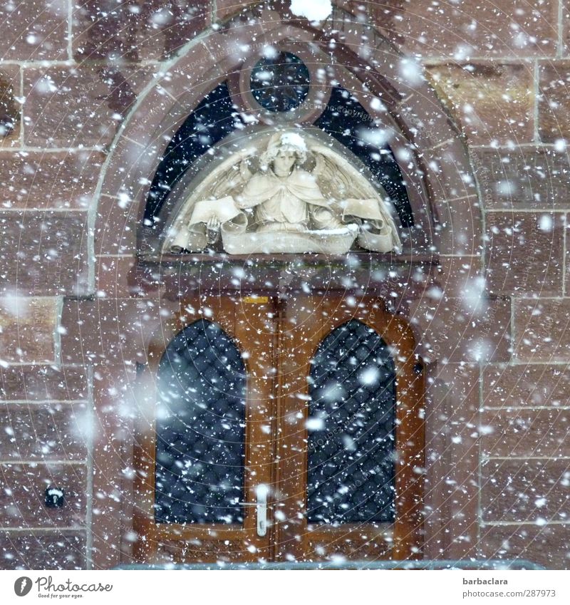 Wichtelpopichtel für Helgi | Das 6. Türchen Weihnachten & Advent Kunstwerk Skulptur Architektur Winter Schnee Schneefall Kloster Mauer Wand Fassade Engel Stein