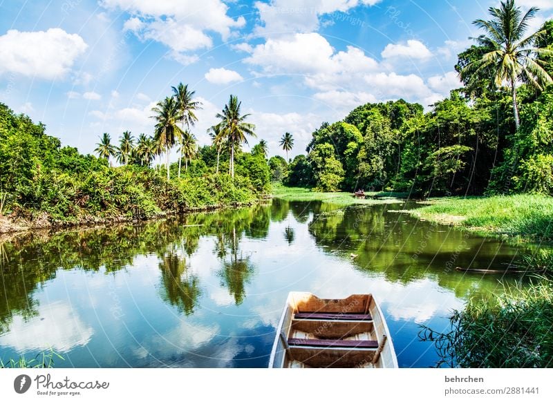 chill mal traumhaft Menschenleer Ruderboot Boot Ferien & Urlaub & Reisen Tourismus Ausflug Wolken Himmel Landschaft Natur Freiheit Ferne Abenteuer Baum